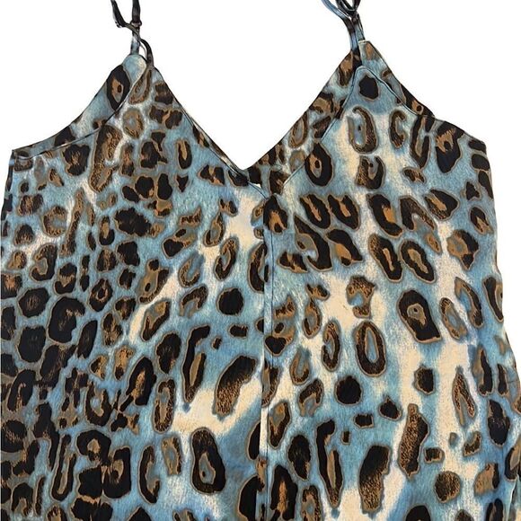 Anthropologie RAGA Blue and Black Animal Print Wide Leg Jumpsuit Size Medium NWT - Picture 1 of 13